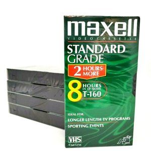 Maxell Standard Grade (8 Hours) Video Cassette T-160 Blank Tape NEW Lot of 5